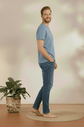 Men’s Light Blue Round Neck Cotton T-Shirt
